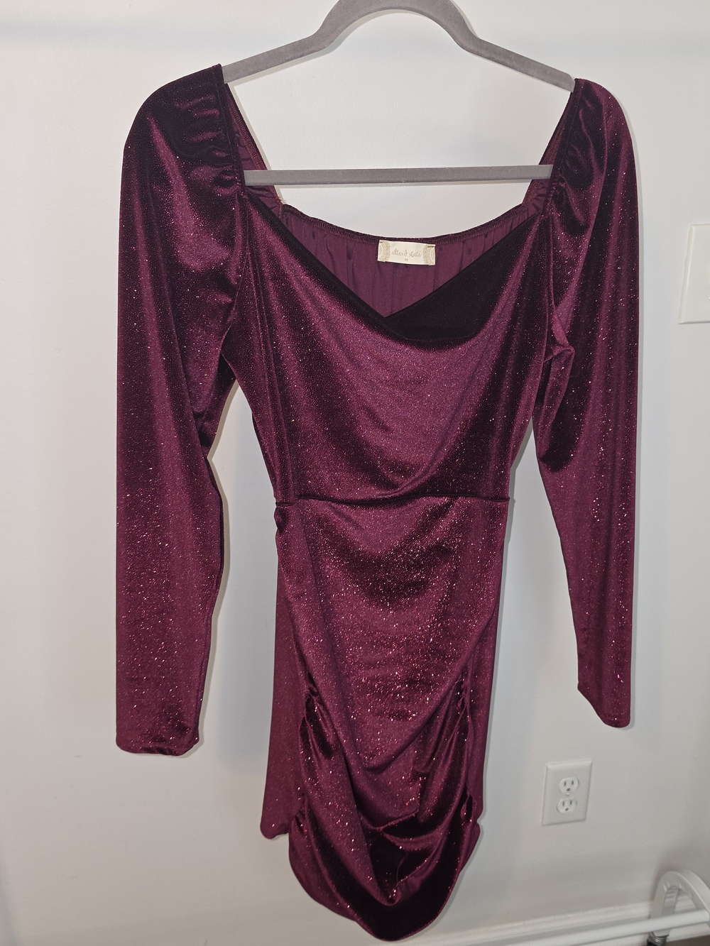 Altar'd State Plum Sparkle Velvet Mini Dress
